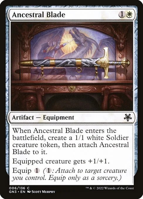 Ancestral Blade, carta Magic di tipo Artifact — Equipment illustrata da Scott Murphy