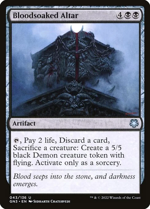 Bloodsoaked Altar, carta Magic di tipo Artifact illustrata da Sidharth Chaturvedi