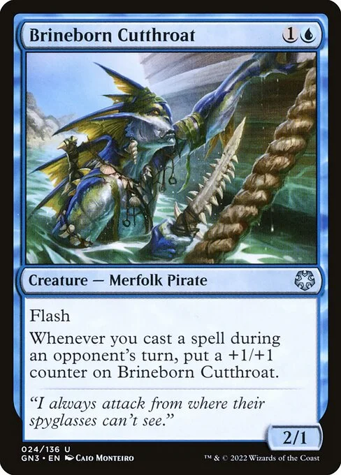 Brineborn Cutthroat, carta Magic di tipo Creature — Merfolk Pirate illustrata da Caio Monteiro