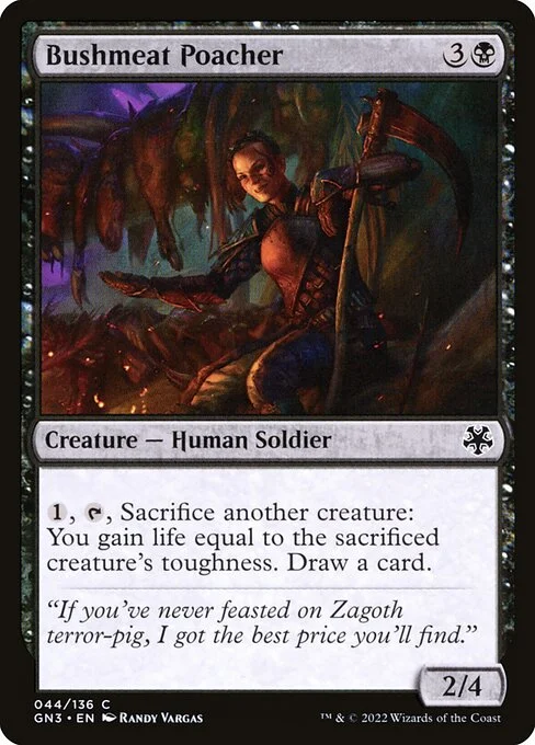 Bushmeat Poacher, carta Magic di tipo Creature — Human Soldier illustrata da Randy Vargas