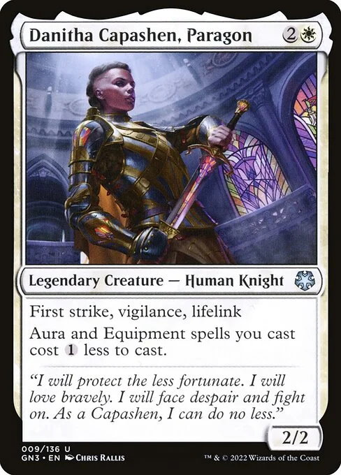 Danitha Capashen, Paragon, carta Magic di tipo Legendary Creature — Human Knight illustrata da Chris Rallis