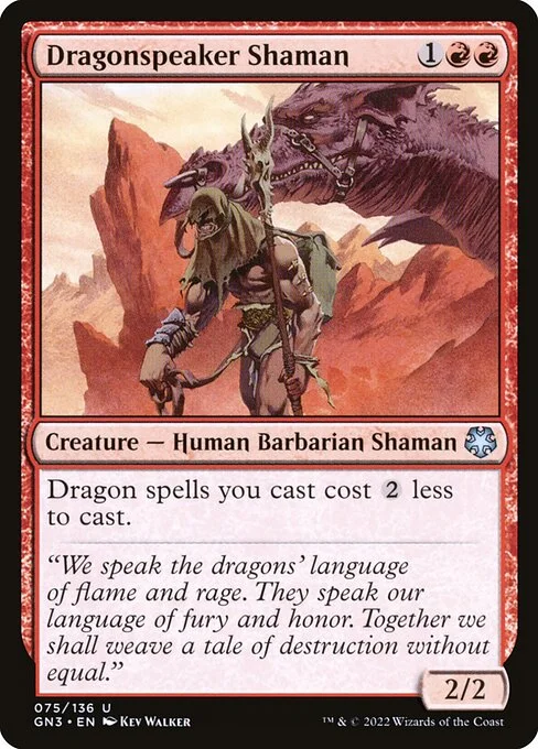 Dragonspeaker Shaman, carta Magic di tipo Creature — Human Barbarian Shaman illustrata da Kev Walker