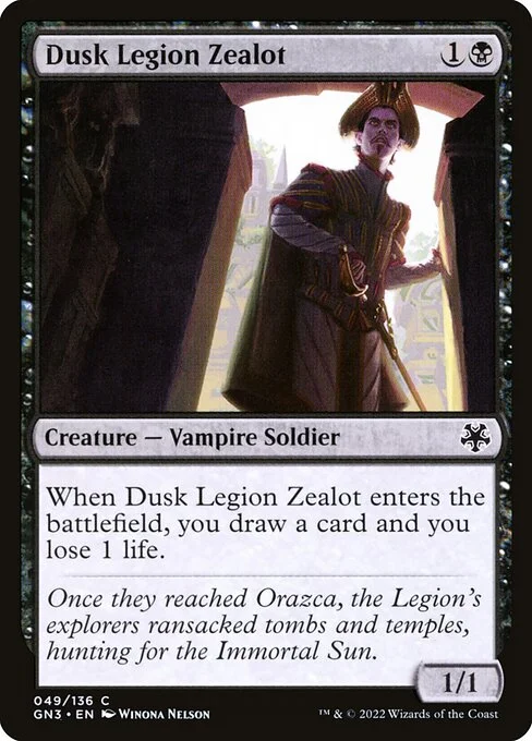 Dusk Legion Zealot, carta Magic di tipo Creature — Vampire Soldier illustrata da Winona Nelson