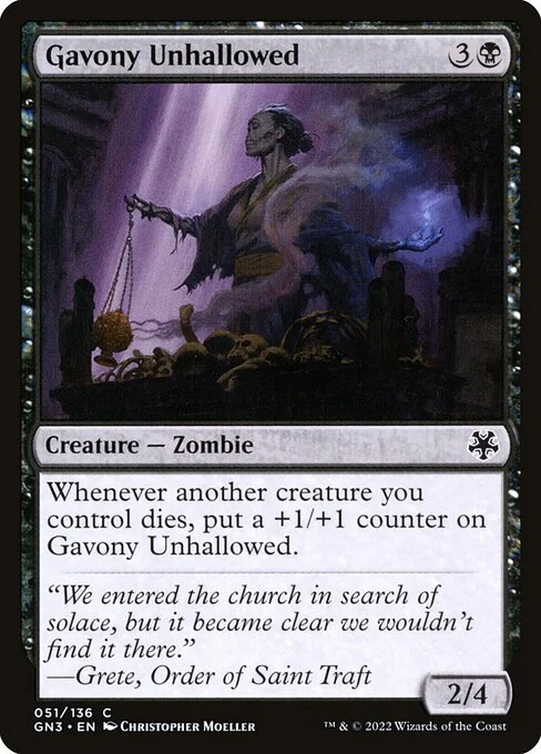Gavony Unhallowed, carta Magic di tipo Creature — Zombie illustrata da Christopher Moeller
