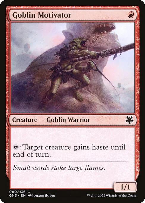 Goblin Motivator, carta Magic di tipo Creature — Goblin Warrior illustrata da Johann Bodin