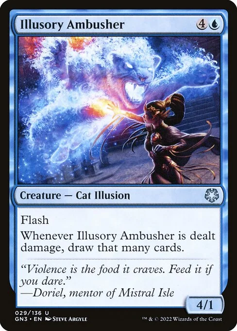 Illusory Ambusher, carta Magic di tipo Creature — Cat Illusion illustrata da Steve Argyle