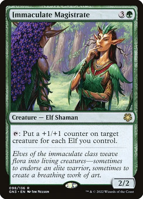 Immaculate Magistrate, carta Magic di tipo Creature — Elf Shaman illustrata da Jim Nelson