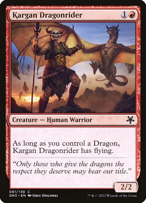 Kargan Dragonrider, carta Magic di tipo Creature — Human Warrior illustrata da Greg Opalinski