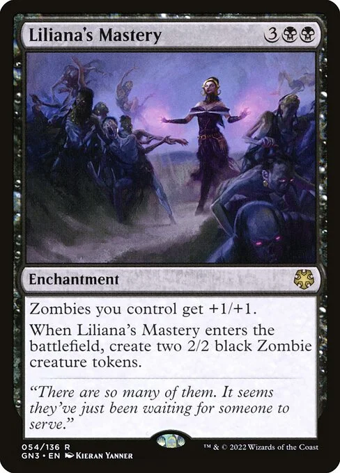 Liliana's Mastery, carta Magic di tipo Enchantment illustrata da Kieran Yanner