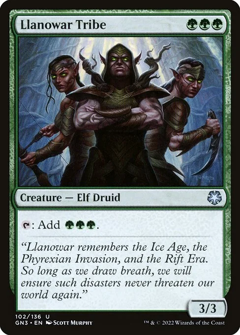 Llanowar Tribe, carta Magic di tipo Creature — Elf Druid illustrata da Scott Murphy