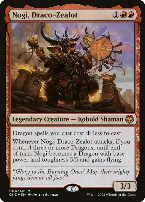 Nogi, Draco-Zealot, carta Magic di tipo Legendary Creature — Kobold Shaman illustrata da Dmitry Burmak