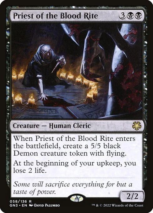 Priest of the Blood Rite, carta Magic di tipo Creature — Human Cleric illustrata da David Palumbo