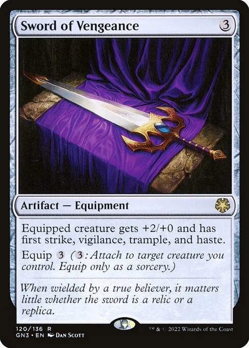 Sword of Vengeance, carta Magic di tipo Artifact — Equipment illustrata da Dan Murayama Scott