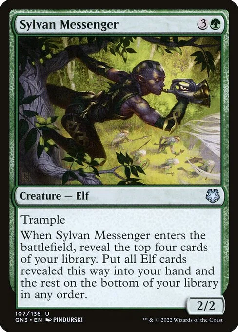 Sylvan Messenger, carta Magic di tipo Creature — Elf illustrata da PINDURSKI