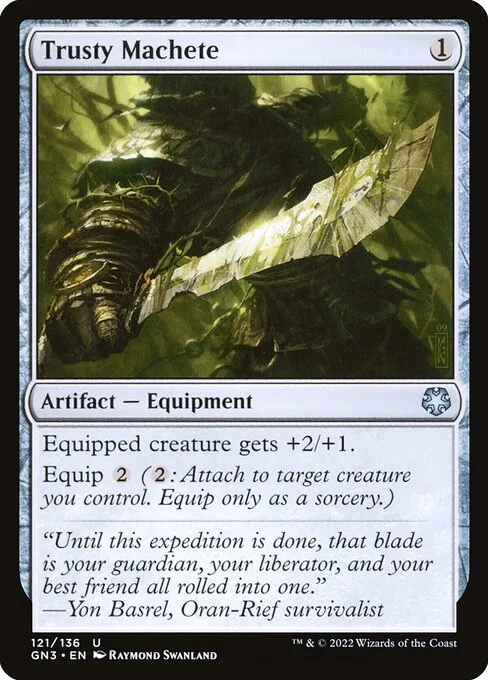 Trusty Machete, carta Magic di tipo Artifact — Equipment illustrata da Raymond Swanland