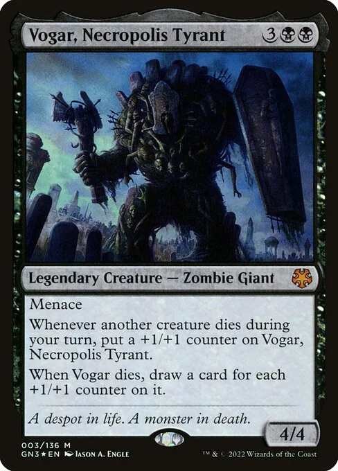 Vogar, Necropolis Tyrant, carta Magic di tipo Legendary Creature — Zombie Giant illustrata da Jason A. Engle