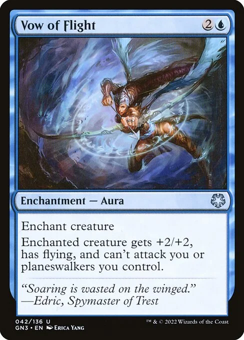 Vow of Flight, carta Magic di tipo Enchantment — Aura illustrata da Erica Yang