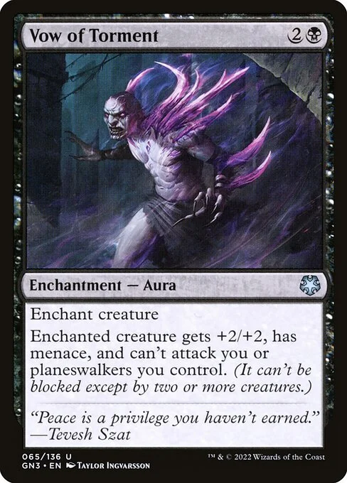 Vow of Torment, carta Magic di tipo Enchantment — Aura illustrata da Taylor Ingvarsson