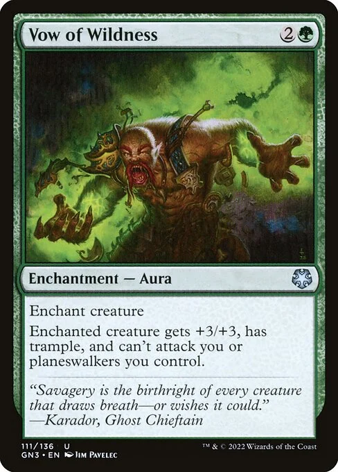 Vow of Wildness, carta Magic di tipo Enchantment — Aura illustrata da Jim Pavelec
