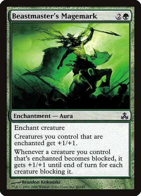 Beastmaster's Magemark, carta Magic di tipo Enchantment — Aura illustrata da Brandon Kitkouski