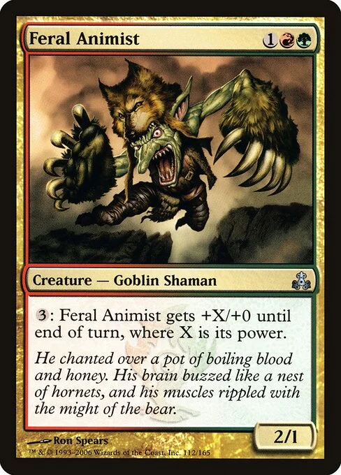 Feral Animist, carta Magic di tipo Creature — Goblin Shaman illustrata da Ron Spears