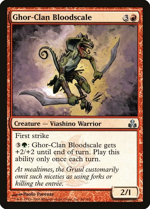 Ghor-Clan Bloodscale, carta Magic di tipo Creature — Lizard Warrior illustrata da Paolo Parente
