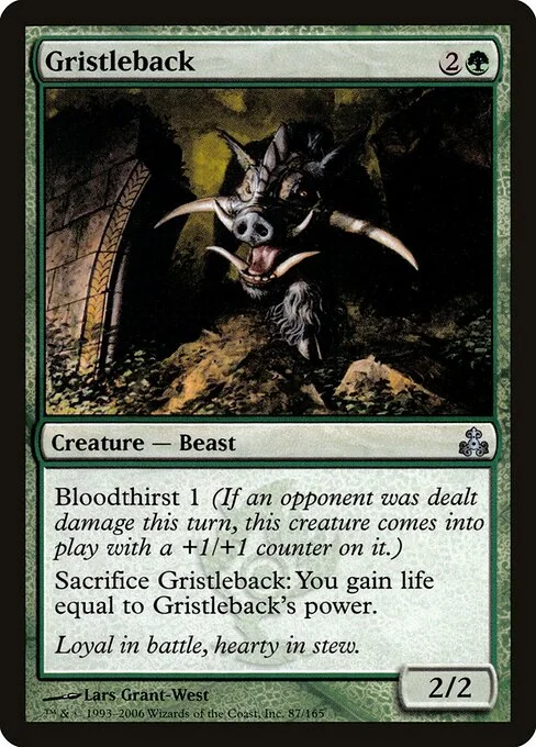 Gristleback, carta Magic di tipo Creature — Boar Beast illustrata da Lars Grant-West