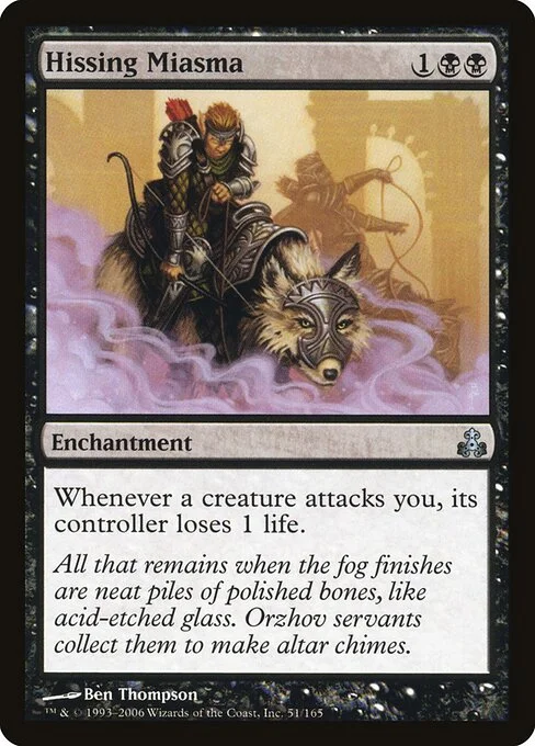Hissing Miasma, carta Magic di tipo Enchantment illustrata da Ben Thompson