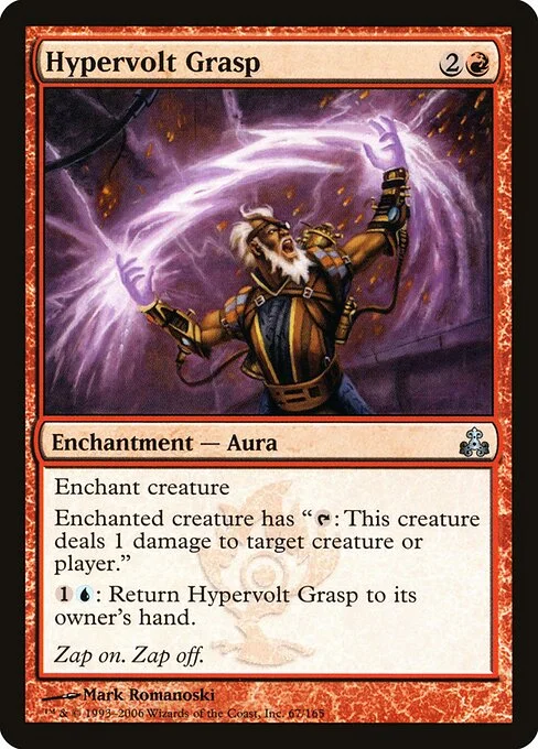 Hypervolt Grasp, carta Magic di tipo Enchantment — Aura illustrata da Mark Romanoski