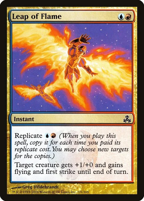 Leap of Flame, carta Magic di tipo Instant illustrata da Greg Hildebrandt