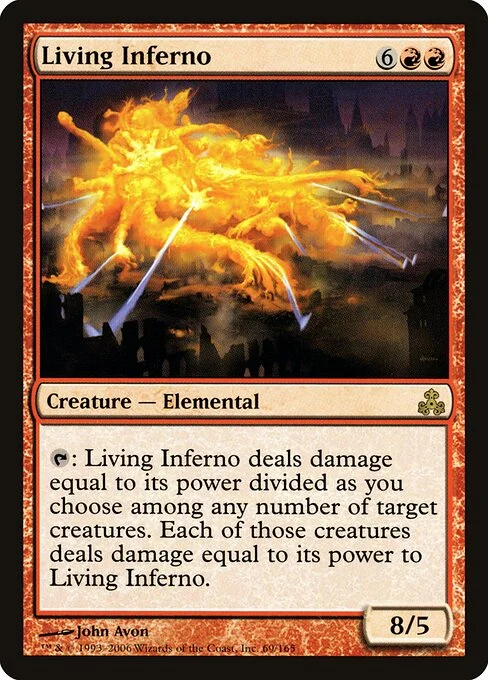 Living Inferno, carta Magic di tipo Creature — Elemental illustrata da John Avon