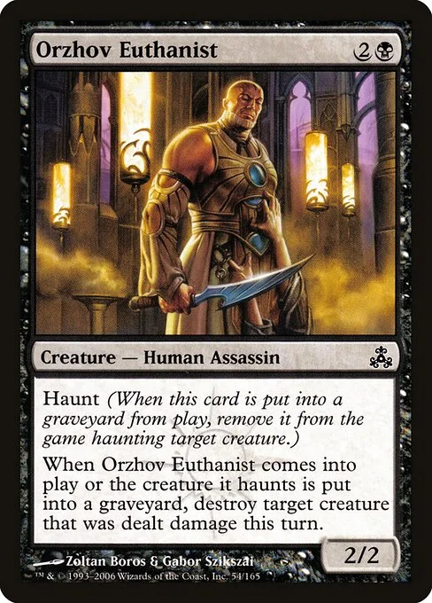 Orzhov Euthanist, carta Magic di tipo Creature — Human Assassin illustrata da Zoltan Boros & Gabor Szikszai