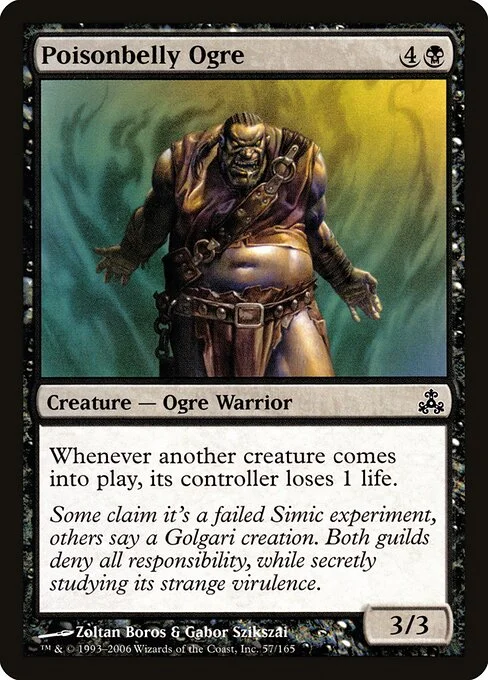 Poisonbelly Ogre, carta Magic di tipo Creature — Ogre Warrior illustrata da Zoltan Boros & Gabor Szikszai