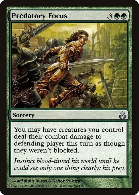 Predatory Focus, carta Magic di tipo Sorcery illustrata da Zoltan Boros & Gabor Szikszai