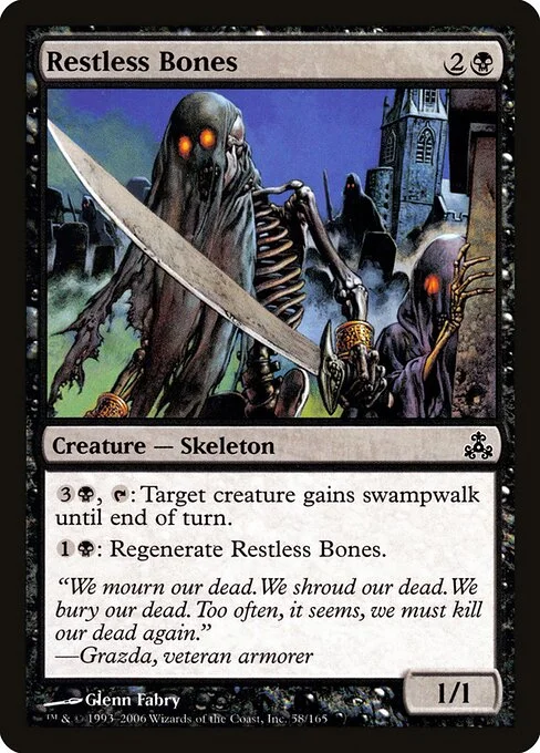 Restless Bones, carta Magic di tipo Creature — Skeleton illustrata da Glenn Fabry