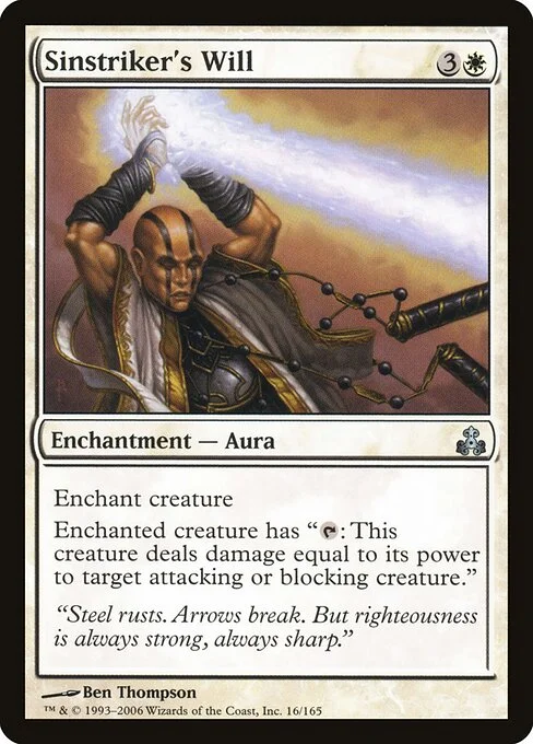 Sinstriker's Will, carta Magic di tipo Enchantment — Aura illustrata da Ben Thompson