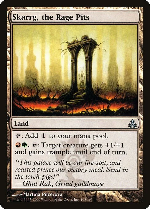 Skarrg, the Rage Pits, carta Magic di tipo Land illustrata da Martina Pilcerova