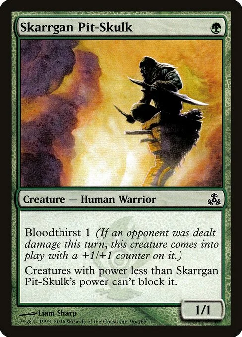 Skarrgan Pit-Skulk, carta Magic di tipo Creature — Human Warrior illustrata da Liam Sharp