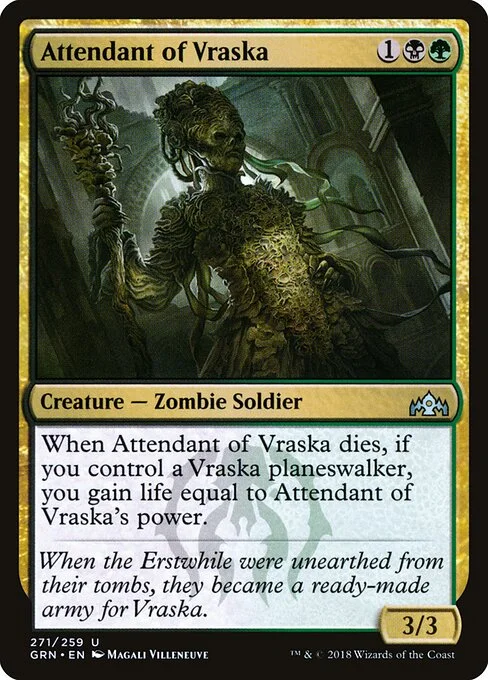 Attendant of Vraska, carta Magic di tipo Creature — Zombie Soldier illustrata da Magali Villeneuve