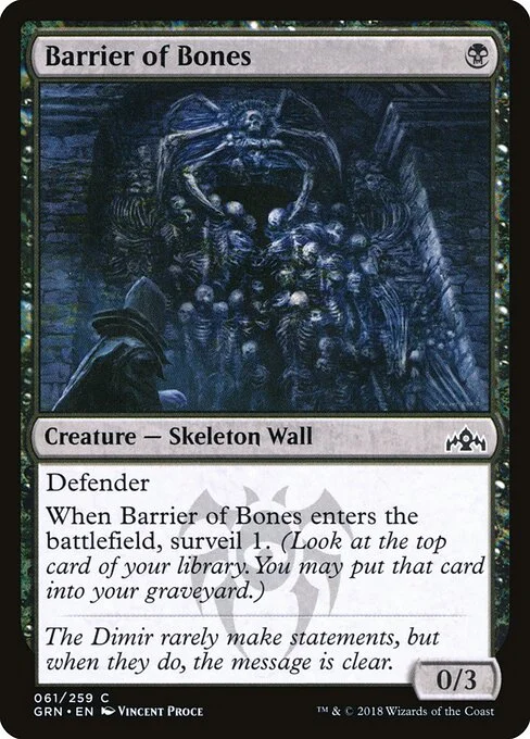 Barrier of Bones, carta Magic di tipo Creature — Skeleton Wall illustrata da Vincent Proce