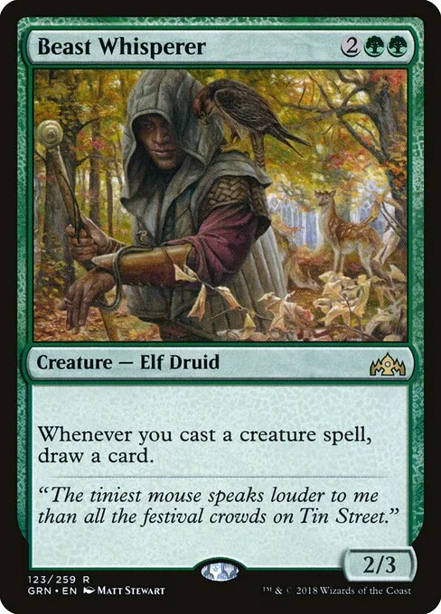 Beast Whisperer, carta Magic di tipo Creature — Elf Druid illustrata da Matt Stewart
