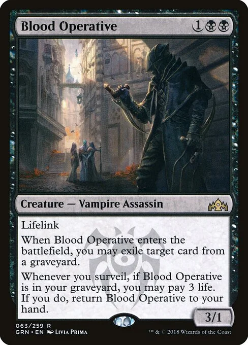 Blood Operative, carta Magic di tipo Creature — Vampire Assassin illustrata da Livia Prima