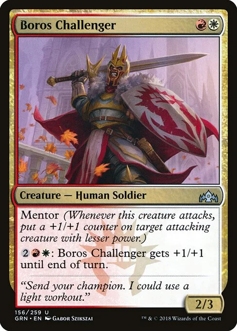 Boros Challenger, carta Magic di tipo Creature — Human Soldier illustrata da Gabor Szikszai