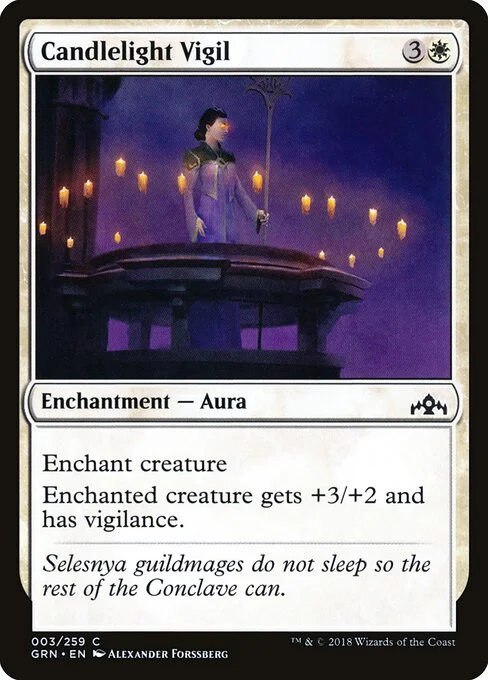 Candlelight Vigil, carta Magic di tipo Enchantment — Aura illustrata da Alexander Forssberg