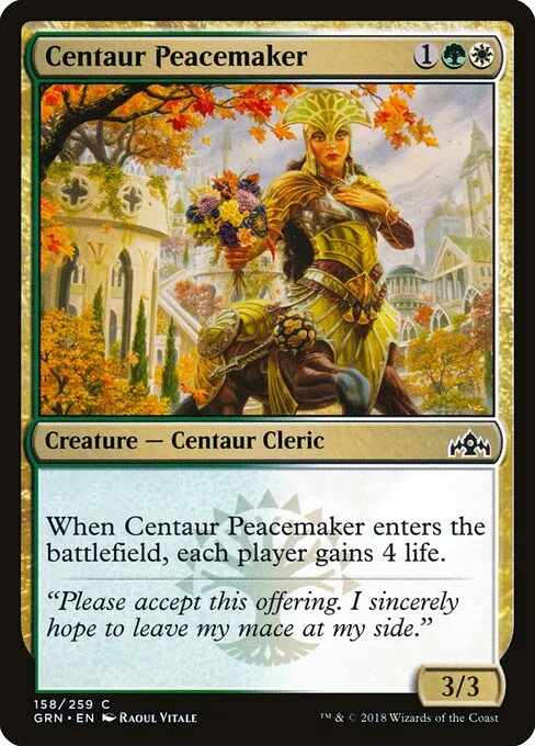 Centaur Peacemaker, carta Magic di tipo Creature — Centaur Cleric illustrata da Raoul Vitale