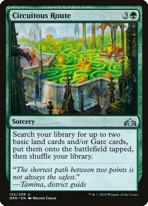 Circuitous Route, carta Magic di tipo Sorcery illustrata da Milivoj Ćeran