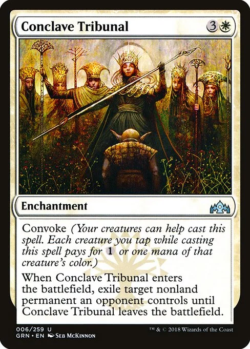 Conclave Tribunal, carta Magic di tipo Enchantment illustrata da Seb McKinnon