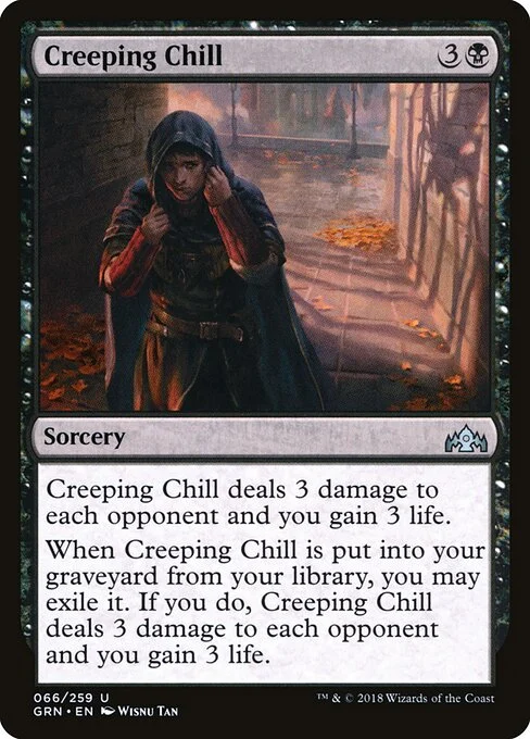 Creeping Chill, carta Magic di tipo Sorcery illustrata da Wisnu Tan