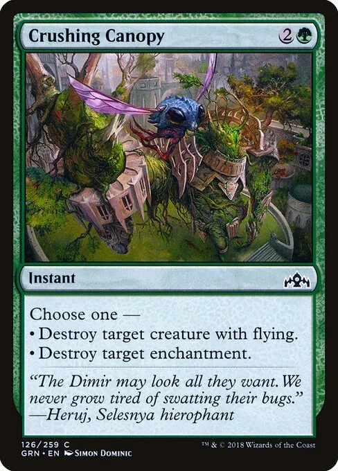 Crushing Canopy, carta Magic di tipo Instant illustrata da Simon Dominic