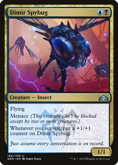 Dimir Spybug, carta Magic di tipo Creature — Insect illustrata da James Paick